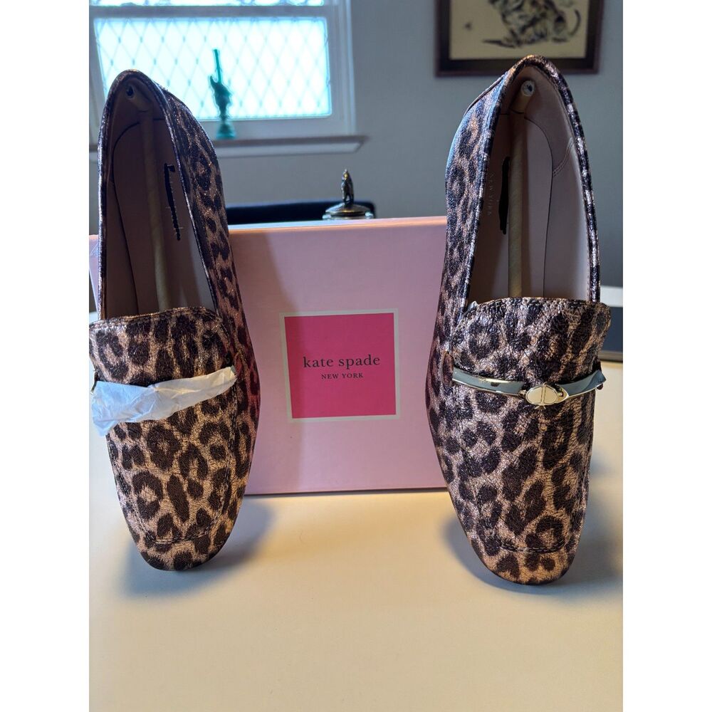 Kate Spade New York 245113 Lana Loafers Bronze Metallic Leopard Print Sz 8 - Picture 2 of 7